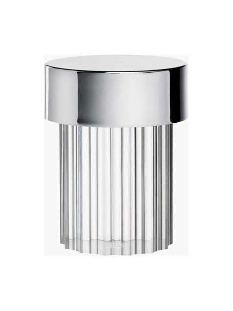 Kleine mobiele tafellamp Last Order, dimbaar, Lampenkap: kristalglas, Zilverkleurig, transparant, Ø 9 x H 14 cm