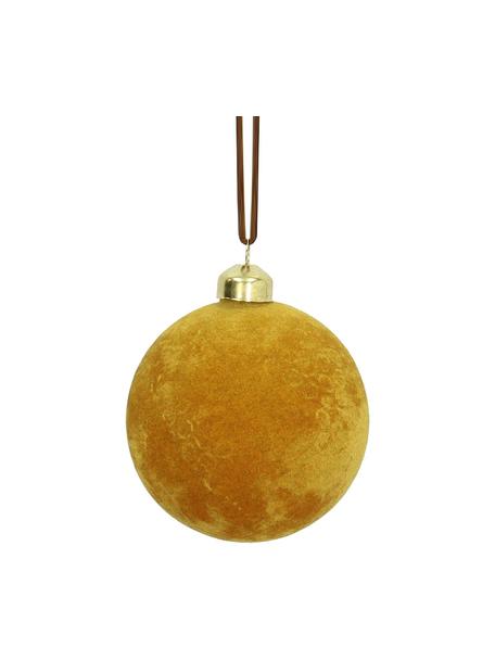 Boule de Noël en velours Elvien, 6 pièces, Jaune, Ø 8 cm