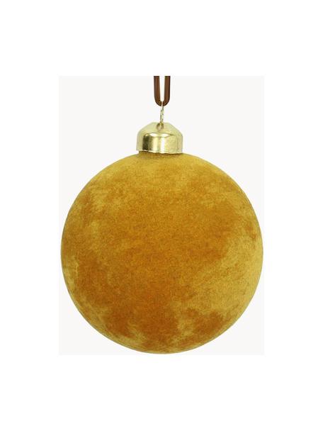 Boules de Noël en velours Elvien, 6 pièces, Jaune, Ø 8 cm