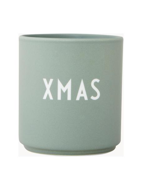Design beker Favourite XMAS, Beenderporselein (porselein)

Fine Bone China is een zacht porselein, dat zich vooral onderscheidt door zijn briljante, doorschijnende glans., Groen, wit, Ø 8 x H 9 cm, 250 ml
