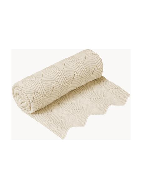 Coperta per neonati in cotone organico Scallop, 100% cotone organico certificato GOTS, Beige, Lung. 100 x Larg. 80 cm