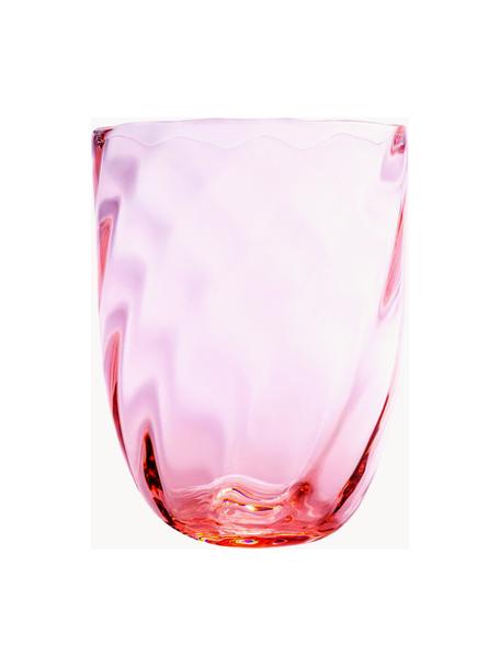 Set de vasos artesanales Swirl, 6 uds., Vidrio, Rosa, Ø 7 x Al 10 cm, 250 ml