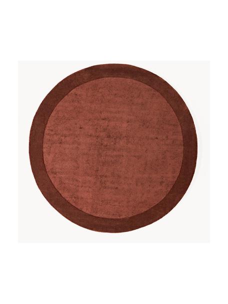 Tapis rond à poils ras Kari, 100 % polyester, certifié GRS, Rouge rouille, Ø 200 cm (taille L)