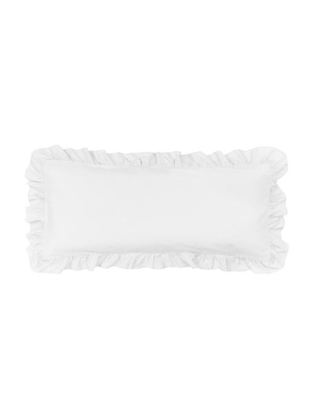 Funda de almohada de algodón con volantes Florence, Blanco, 45 x 110 cm