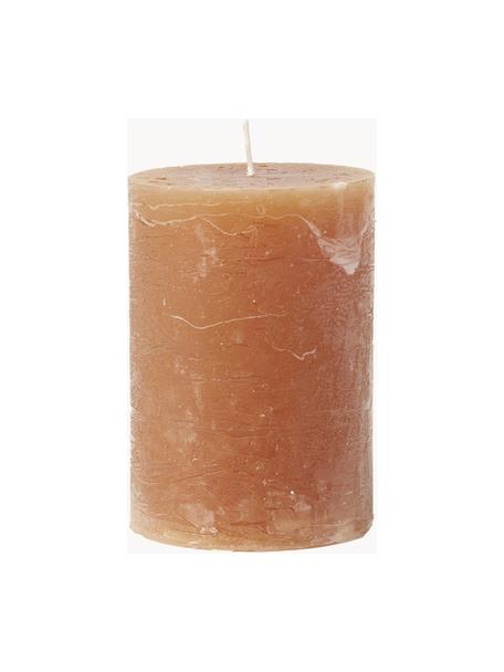 Handgefertigte Stumpenkerze Rustic, Paraffin, Orange, Ø 7 x H 10 cm