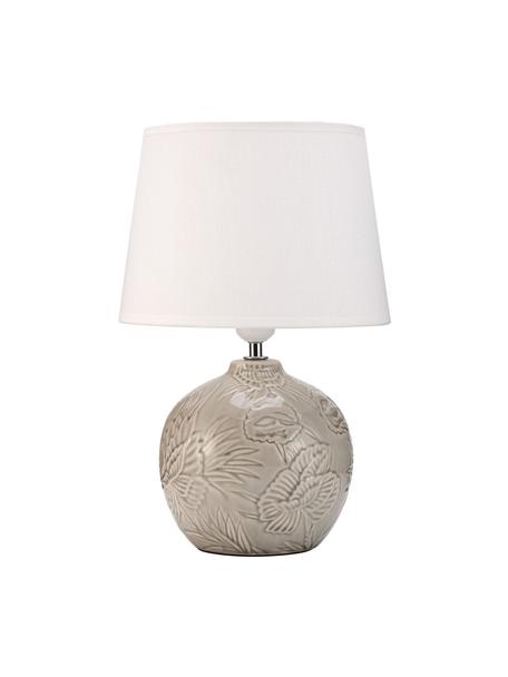 Tischlampe Tender Love in Greige, Lampenschirm: Stoff, Lampenfuß: Keramik, Weiß, Greige, Ø 25 x H 37 cm