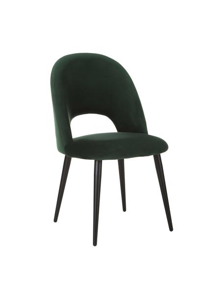 Krzesło tapicerowane z aksamitu Rachel, Tapicerka: aksamit (100% poliestr) D, Nogi: metal malowany proszkowo, Ciemnozielony aksamit, S 53 x G 57 cm