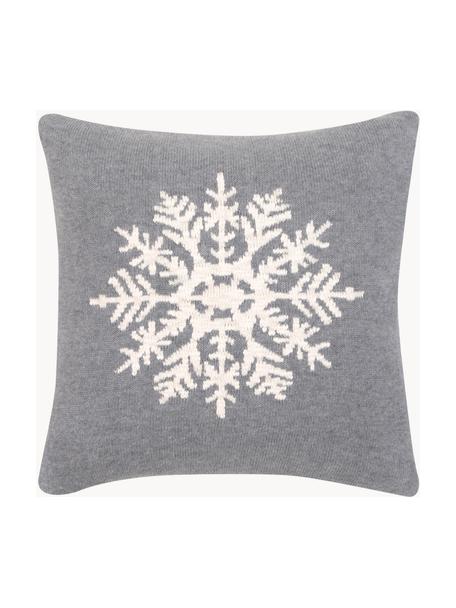 Kussenhoes Snowflake met sneeuwvlokken motief, Katoen, Grijs, crèmewit, B 40 x L 40 cm