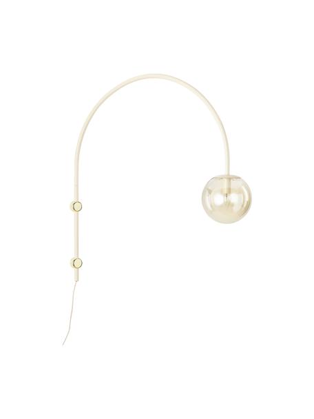 Lampada da parete a forma di arco Cora, Paralume: vetro, Decorazione: metallo rivestito, Champagne, beige, Ø 20 x Alt. 92 cm