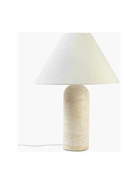 Lampada da tavolo grande con base in marmo Gia, Paralume: 80% cotone, 20% lino, Base della lampada: marmo, Beige marmorizzato, Ø 46 x Alt. 60 cm