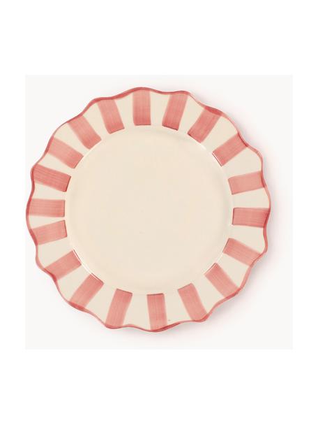 Assiette plate faite main Scalloped, Grès cérame, Vieux rose, blanc, Ø 24 x haut. 8 cm