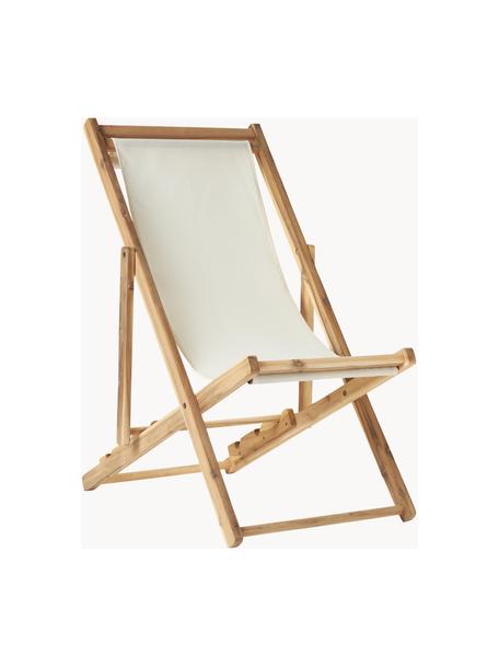 Tumbona plegable de madera de acacia Jola, Estructura: madera de acacia, aceitad, Asiento: tejido (100% poliéster), Acacia, beige, An 58 x Al 98 cm