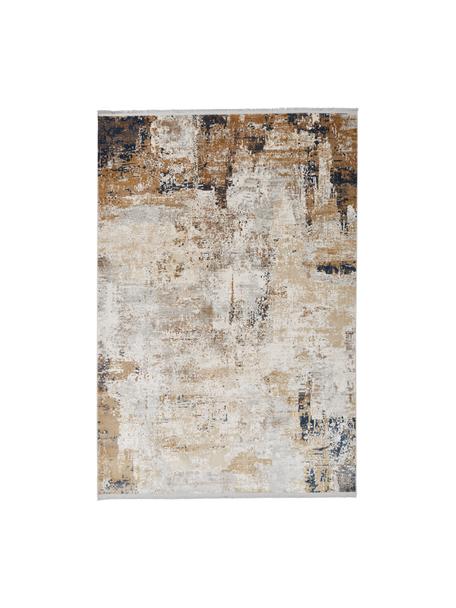 Vloerkleed Verona met abstract patroon, Bovenzijde: 50% viscose, 50% acryl, Onderzijde: polyester, Crèmekleurig, beige, grijs, bruin, donkerblauw, B 80 x L 150 cm (maat XS)