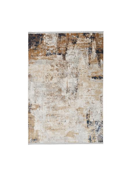 Tappeto a pelo corto con frange Verona, Retro: poliestere, Beige, marrone, blu scuro, Larg. 80 x Lung. 150 cm (taglia XS)