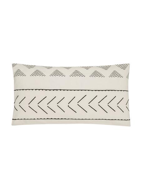 Funda de almohada de algodón Kohana, estilo boho, Blanco crema, negro, An 45 x L 85 cm