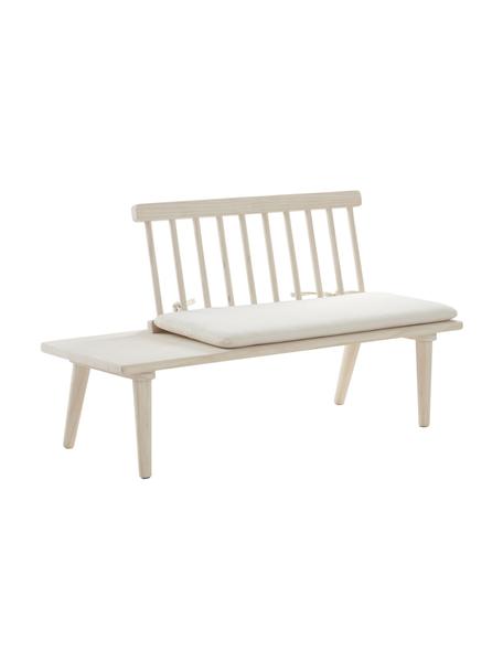 Panca per bambini con cuscino per seduta Vimmerby, Cuscino seduta: tela di cotone, Legno di pino, tessuto bianco crema, Larg. 90 x Prof. 39 cm