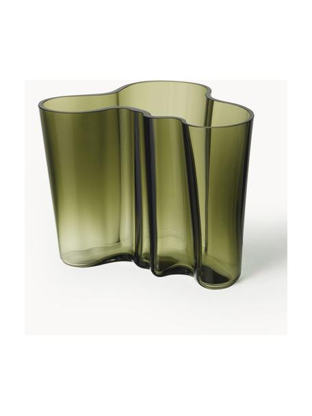 Mundgeblasene Vase Alvar Aalto, H 16 cm, Glas, mundgeblasen, Grün, transparent, B 21 x H 16 cm