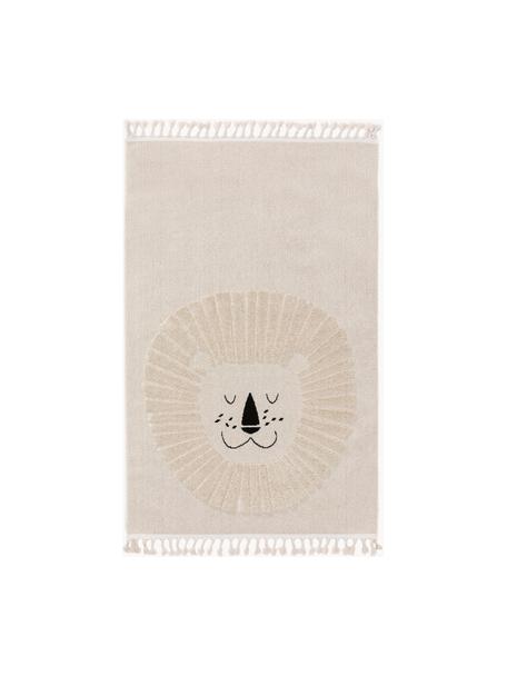 Tapis pour enfant avec pompons Momo, 100 % polyester, Tons beige clair, larg. 90 x long. 130 cm (taille XS)