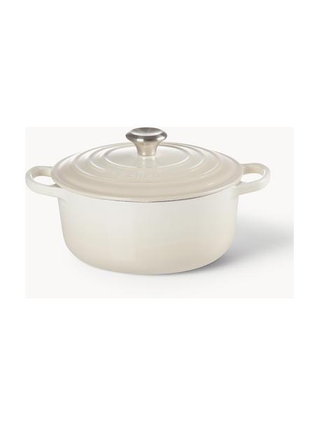 Cocotte ronde en fonte émaillée Signature Collection, Fonte, émaillée, Tons blanc cassé, Ø 20 x haut. 12 cm, 2,4 L