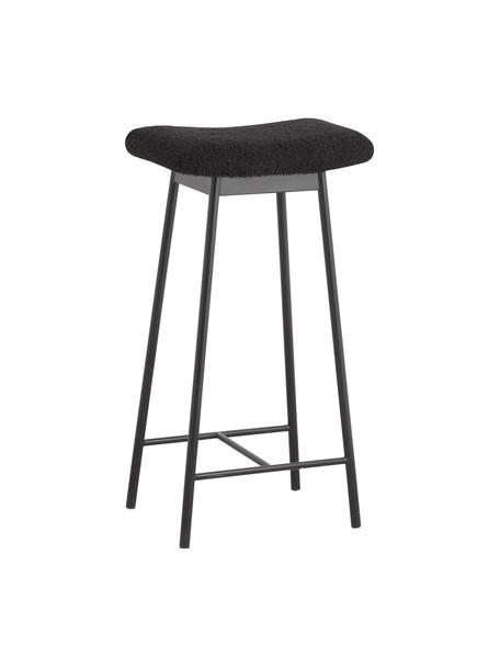 Sgabello da bar in tessuto teddy Zala, Rivestimento: 100% poliestere (pellicci, Cornice: metallo rivestito, Teddy nero, Larg. 42 x Alt. 72 cm