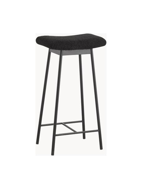 Plyšová barová stolička Zala, Černá, Š 42 cm, V 72 cm