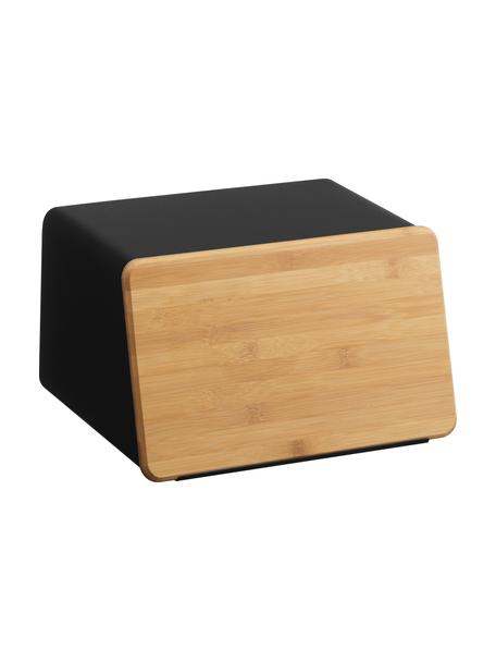 Portapane con tagliere come coperchio Tower, Coperchio: legno, Nero, marrone chiaro, Larg. 32 x Alt. 19 cm