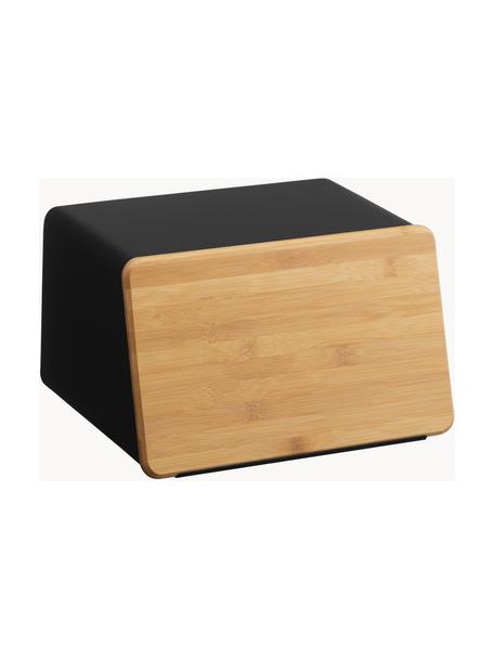 Boîte à pain avec planche à découper en guise de couvercle Tower, Noir, bois clair, larg. 32 x long. 19 cm