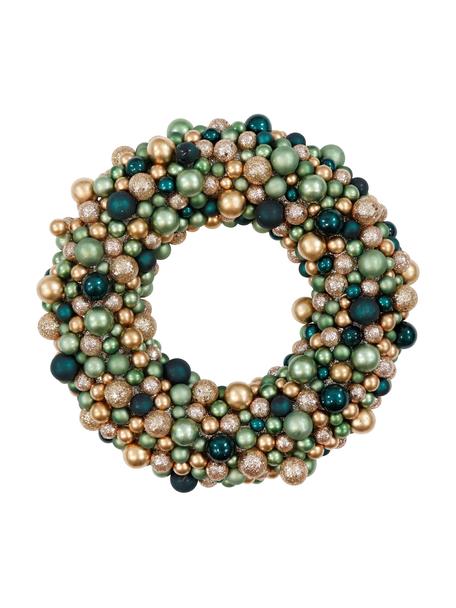 Weihnachtskranz Festivity, Kunststoff, Styropor, Grün, Goldfarben, Ø 33 x H 7 cm