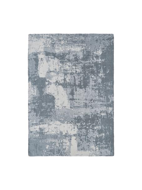 Handgeweven laagpolig vloerkleed Nantes, 100% polyester, GRS-gecertificeerd, Grijsblauw, B 120 x L 180 cm (maat S)
