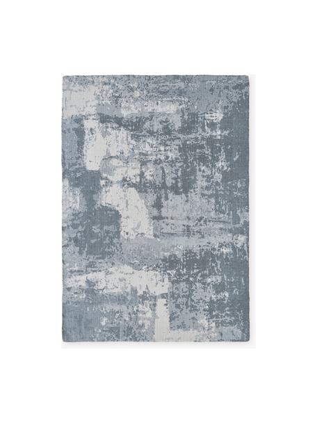Handgewebter Kurzflor-Teppich Nantes, 100 % Polyester, GRS-zertifiziert, Graublau, B 120 x L 180 cm (Grösse S)