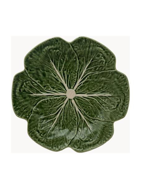 Platos llanos pintados a mano Cabbage, 2 uds., Cerámica de gres, Verde oscuro, Ø 27 cm