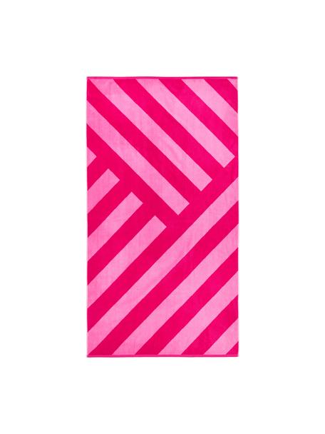 Strandlaken Suri met zigzag patroon, Roze, B 90 x L 170 cm