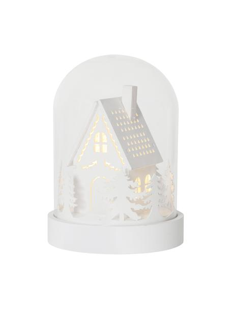 Oggetto luminoso a LED a batteria House, Pannello di fibra a media densità, plastica, vetro, Bianco trasparente, Ø 13 x Alt. 18 cm
