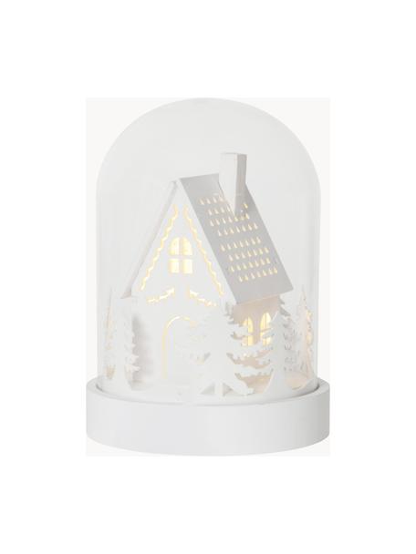 LED lichtobject House, batterij-aangedreven, MDF, kunststof, glas, Wit, transparant, Ø 13 cm, H 18 cm