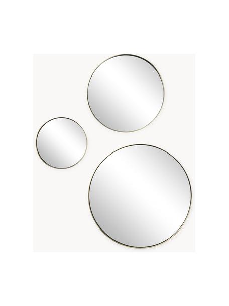 Rundes Wandspiegel-Set Lacie, 3er-Set, Rahmen: Metall, beschichtet, Rückseite: Mitteldichte Holzfaserpla, Spiegelfläche: Spiegelglas, Goldfarben, Set mit verschiedenen Größen