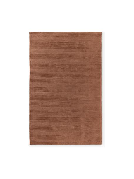 Pluizig hoogpolig vloerkleed Wes met hoog-laag structuur, handgeweven, 100% polyester, GRS-gecertificeerd, Terracotta, B 200 x L 300 cm (maat L)