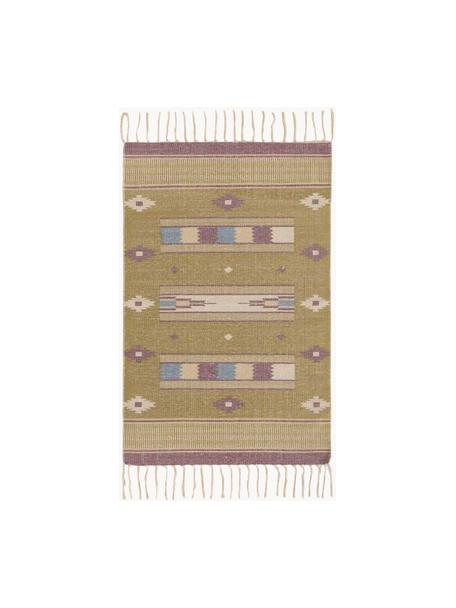 Paillasson style ethno Kamel, Coton, Jaune moutarde, larg. 45 x long. 75 cm