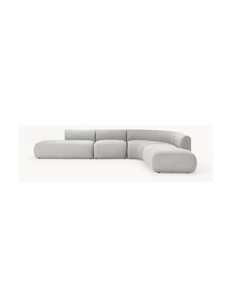 Modulares Bouclé-Ecksofa Sofia (4-Sitzer), Bezug: Bouclé (100 % Polyester) , Gestell: Fichtenholz, Spanplatte, , Füße: Kunststoff Dieses Produkt, Bouclé Hellgrau, B 385 x T 298 cm