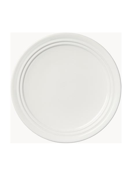 Plato postre artesanal Stevns, Cerámica de gres esmaltada, Blanco Off White brillante, Ø 22 cm