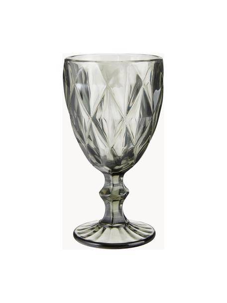 Bicchiere da vino con motivo strutturato Colorado 4 pz, Vetro, Grigio, trasparente, Ø 9 x Alt. 17 cm