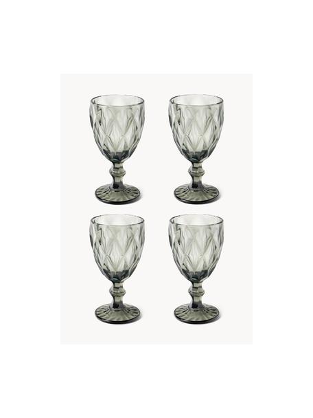 Verres à vin avec embossage décoratif Colorado, 4 élém., Gris, Ø 9 x haut. 17 cm, 320 ml