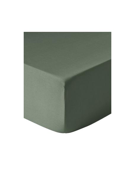 Lenzuolo con angoli in raso di cotone Premium, Verde scuro, Larg. 90 x Lung. 200 cm, Alt. 25 cm