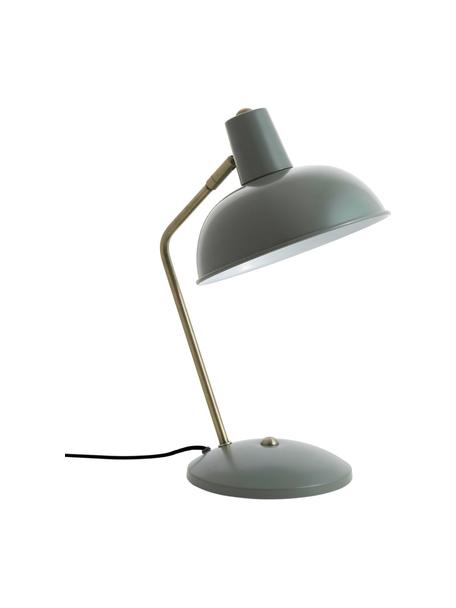 Lampada da tavolo retrò Hood, Paralume: metallo verniciato, Base della lampada: metallo verniciato, Lampada: verde, ottonato Paralume interno: bianco, Larg. 20 x Alt. 38 cm
