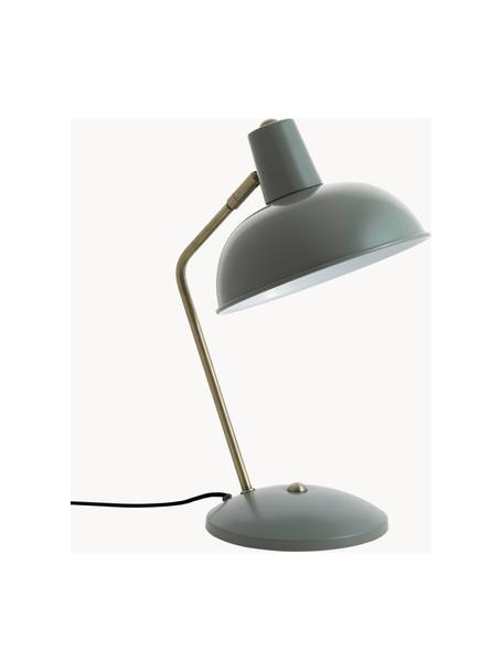 Retro bureaulamp Hood, Lampenkap: gelakt metaal, Lampvoet: gelakt metaal, Groen, goudkleurig, B 20 x H 38 cm