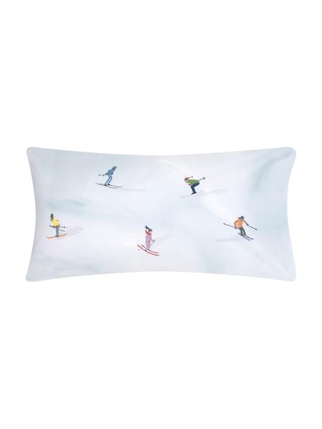 Designer Baumwollperkal-Kissenbezüge Ski von Kera Till, 2 Stück, Webart: Perkal, Hellblau, Mehrfarbig, B 40 x L 80 cm