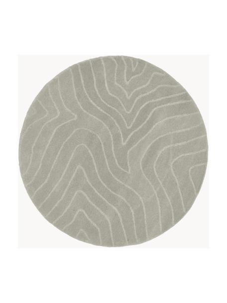 Tapis rond laine tufté main Aaron, Grège, Ø 120 cm (taille S)