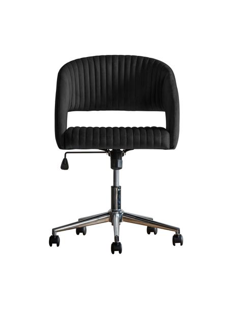 Silla de oficina de terciopelo Murray, altura regulable, Tapizado: terciopelo de poliéster, Patas: metal galvanizado, Ruedas: plástico (nylon), Terciopelo negro, cromo, An 56 x F 52 cm