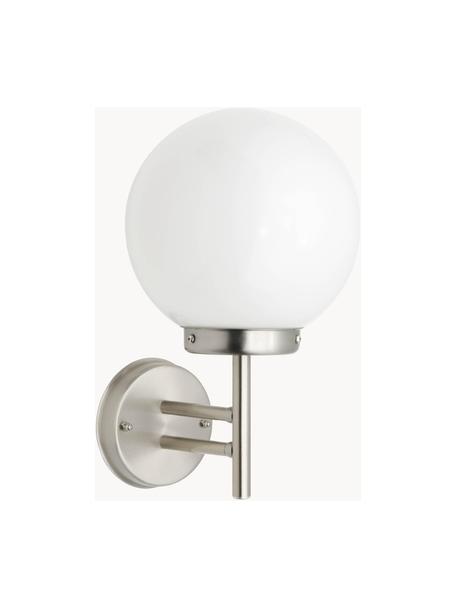 Applique murale d'extérieur LED Aalborg, Blanc opalescent, couleur argentée, larg. 22 x haut. 32 cm