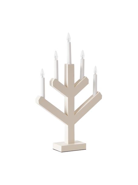 Holz-Fensterleuchter Vinga mit LED-Kerzen in Beige, Gestell: Holz, Beige, Weiß, B 32 x H 50 cm