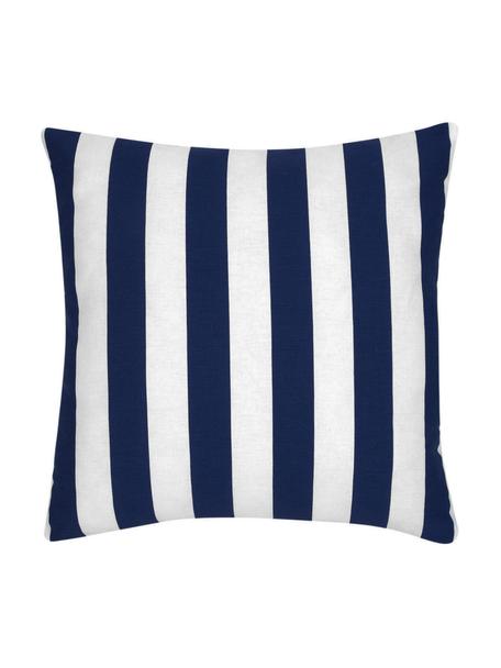 Housse de coussin rayée Timon, 100 % coton, Bleu foncé, blanc, larg. 40 x long. 40 cm